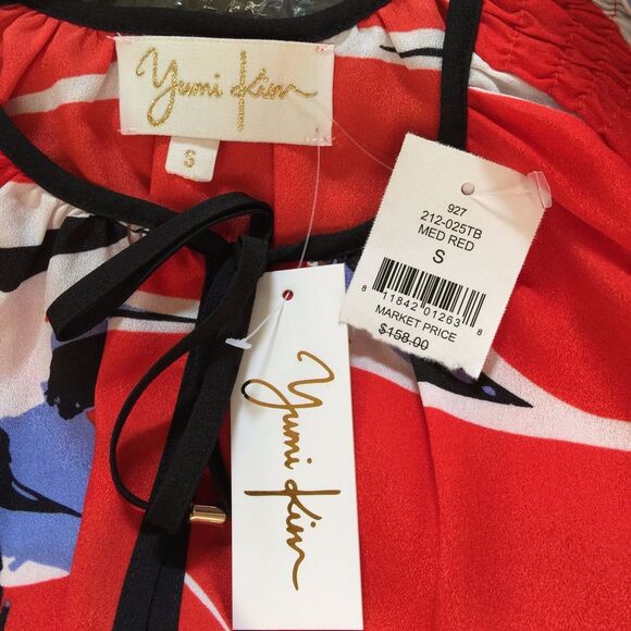 NWT‎ Yumi Kim Top SMALL Red Tulip Splash Keyhole Tie Pullover Blouse $158 - Picture 4 of 4